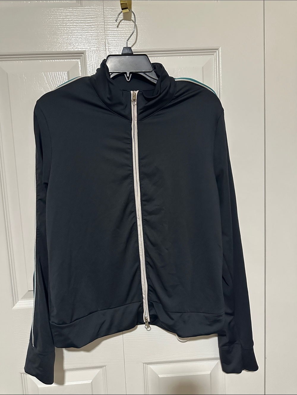 Athletic Works Black Bomber Jacket with White Zipper